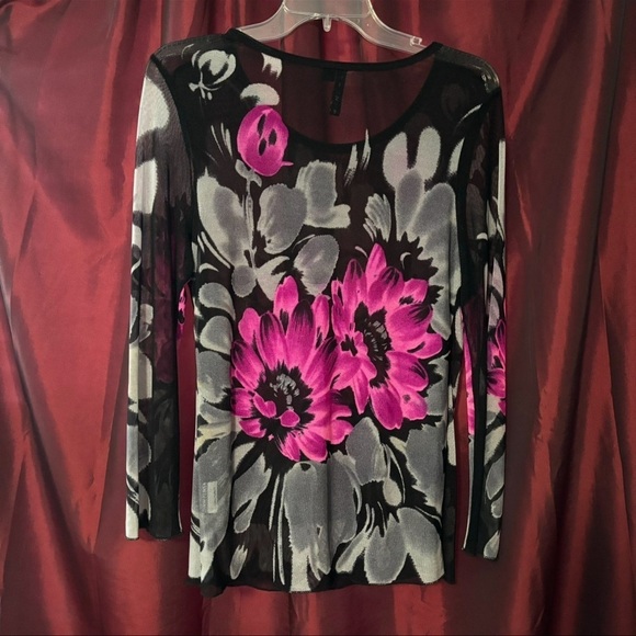 AZI PINK AND BLACK FLASHY TOP WITH SPARKLE IN EXCELLENT CONDITION SIZE XL - Picture 3 of 7